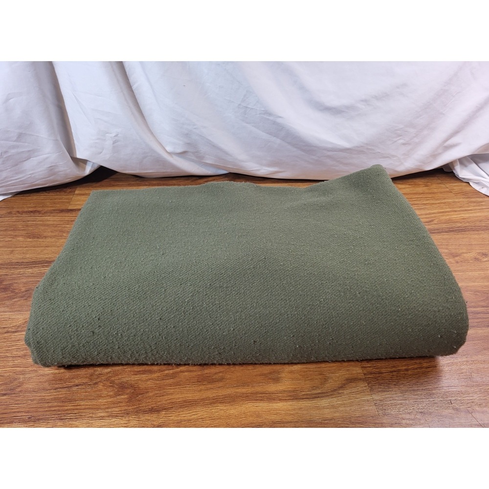 Faribault Wool Blanket Queen Army Green 90x100 Cabin Style 6 lbs